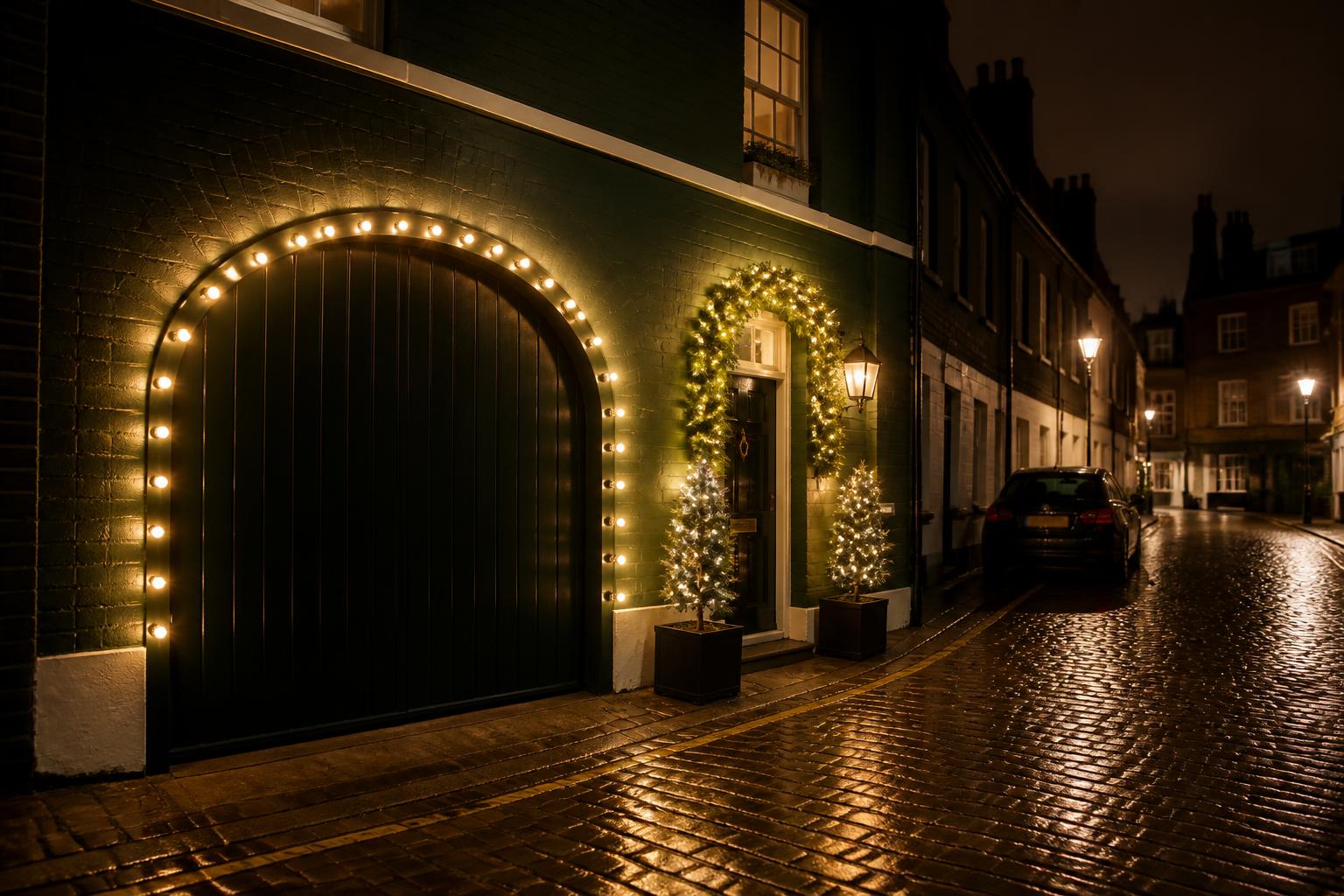 Mews House, Mayfair — Mayfair, lit with warm white Christmas lights