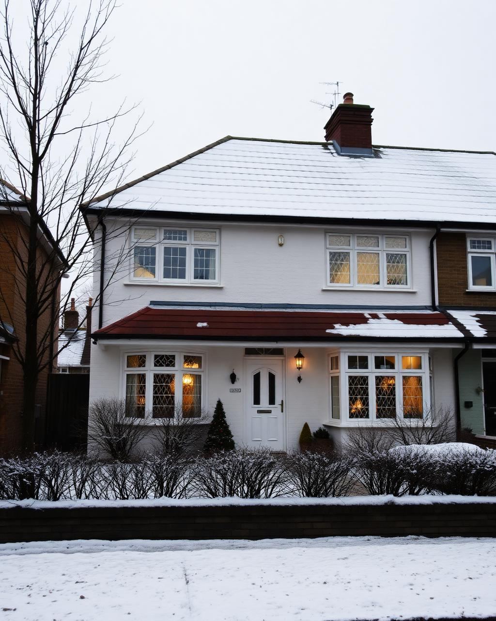 The same house in plain daylight before installation, with no lights